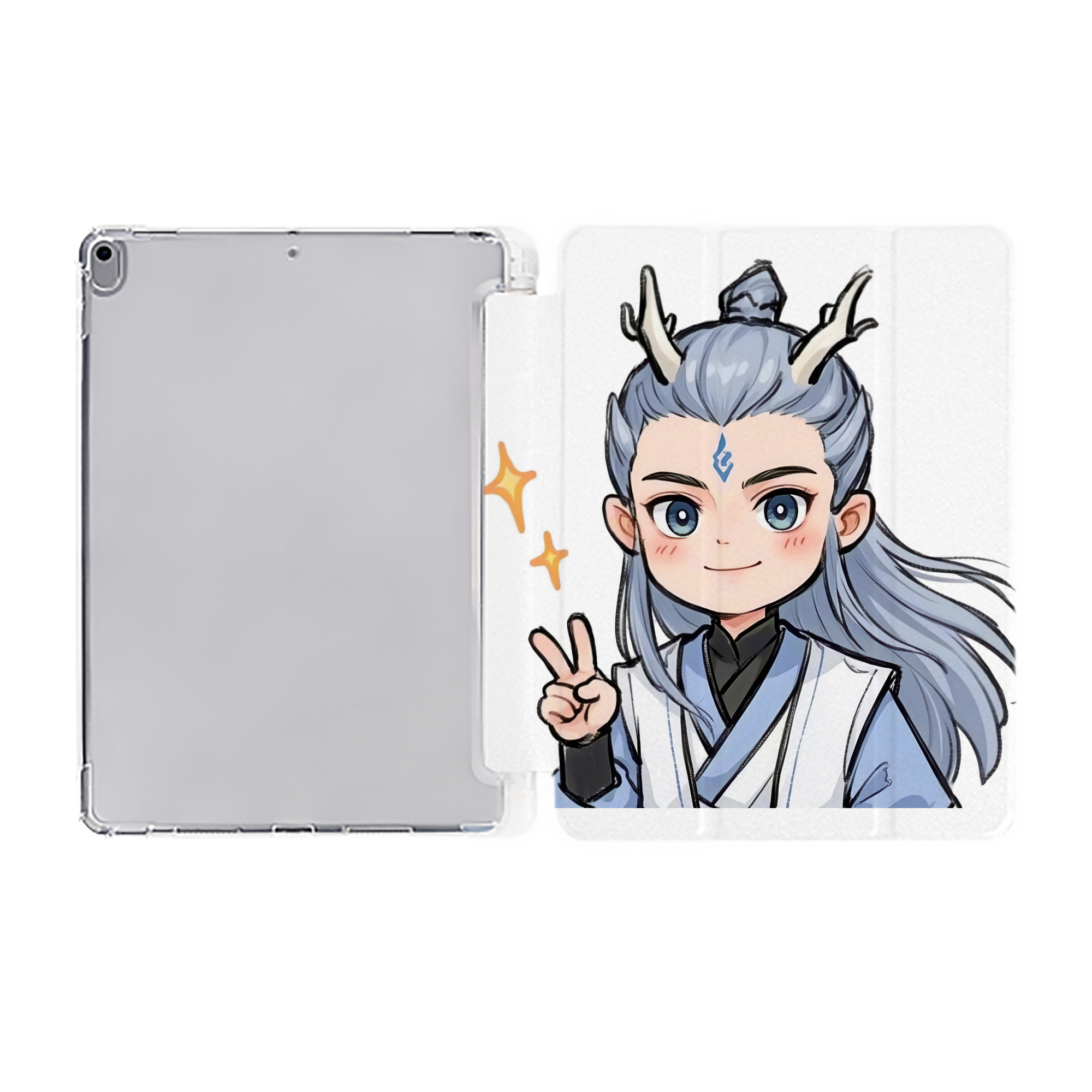 （画像用） Ne Zha 2 ナタ 魔童の大暴れ IPad ケース ペン収納付き 三つ折りスタンド PUレザー×シリコン 対応機種9.5/10.5/10.9インチ